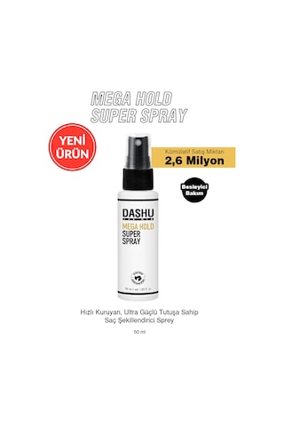 Hızlı Kuruyan, Ultra Güçlü Tutuşa Sahip Saç Şekillendirici Sprey Dashu For Men Mega Hold Super Spray 50ml