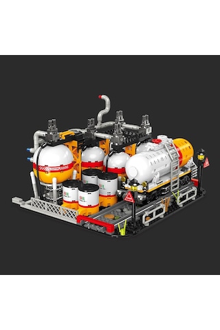 City Gas Station 743 Parça Modüler Kimya Tesisi Yapı Seti Tank + Laboratuvar Jj9223