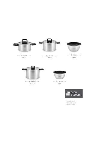 Karaca  Aşiyan Katlanabilir Kulplu 10 Parça Çelik Tencere Seti