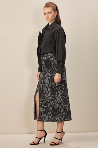 Evaze Çok Renkli Baskılı Etek Çok Renkli