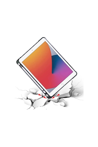 Apple Uyumlu iPad 8. Ve 9. Nesil 10.2 Inç Kılıf Kalemlikli Premium Standlı Kılıf Trifolding Gri Kılıf