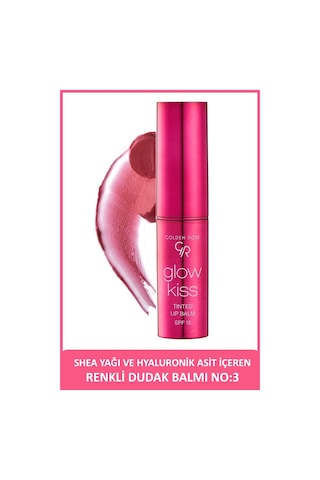 Golden Rose Glow Kiss Tinted Shea Yağı Hyaluronik Asit Ve Vitamin E İçeren Renkli Dudak Balmı 03 Berry Pink