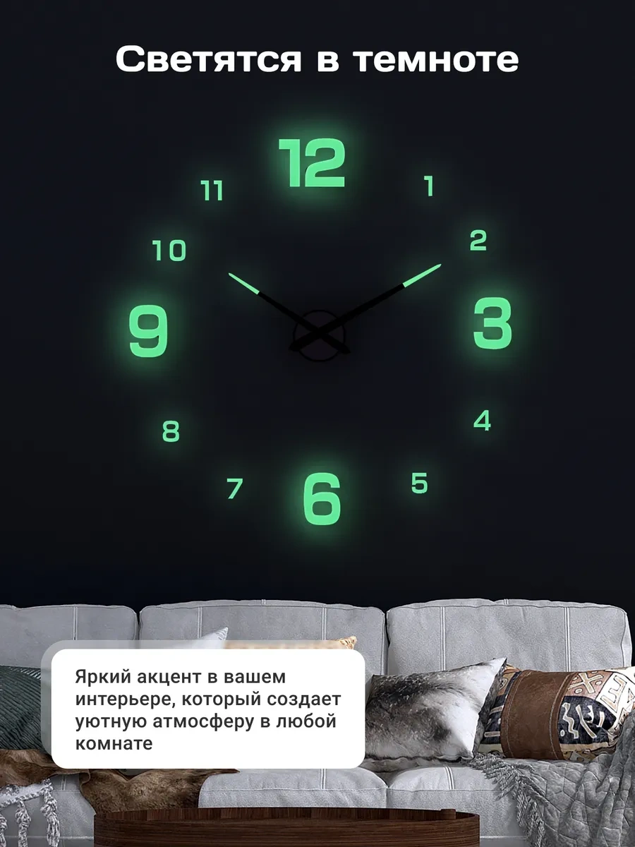 Artclock Karanlıkta Parlayan Rakamlı 3d İç Mekan Duvar Saati. 263824525 Yeşil