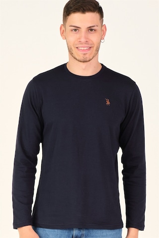 T8588 Dewberry Bisiklet Yaka Uzun Kol T-shırt-gece Mavisi Gece Mavisi