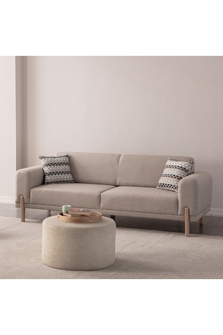 Eymense Mocha Sırt Mekanizmalı Kanepe Üçlü Koltuk Krem