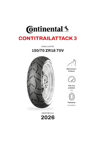 Continental Contitrailattack 3 150/70 Zr18 70v Arka Motosiklet Lastiği Continental Contitrailattack 3 150/70 Zr18 70v Arka Motosiklet Lastiği