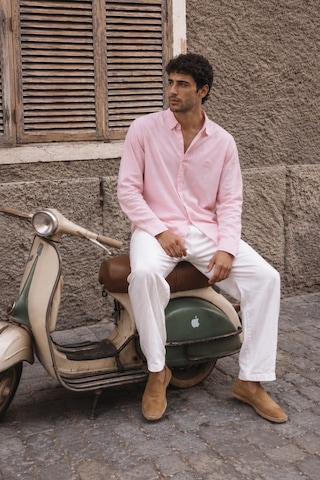 Respire Erkek Minimal Baskılı Oversize Dokulu Gömlek Pembe