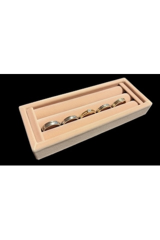 Süet Kumaş Pembe Renk 18 / 7 Cm Rulo Çekmece İçi Yüzük Standı