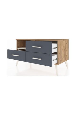Hyperion Şifonyer Tek Raflı 3 Çekmeceli 88x44x48 Çam-aytaşı/antrasit Aytaşı/antrasit