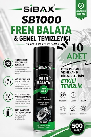 Sibax SB1000 Fren Balata ve Genel Temizleyici Sprey 500 ml (10 ADET)
