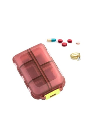 Mufunye Rezervuar Portatif İlaç Ve Vitamin Kutusu 10 Bölmeli, Reçeteli İlaçları Kolay Bölme Ve Saklama Özelliği - Kahverengi Kahverengi
