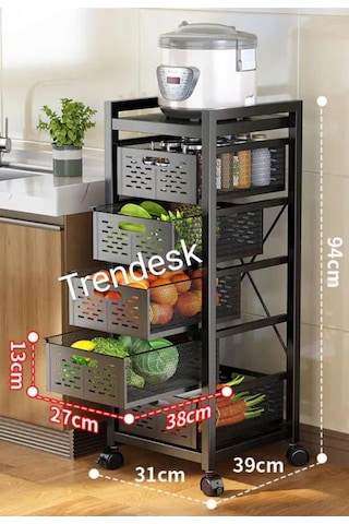 Trendesk 5 Katlı Tekerlekli Metal Çok Amaçlı Patates Soğan Sebze Meyve Sepeti Sebzelik Siyah Trendesk 5 Katlı Tekerlekli Metal Çok Amaçlı Patates Soğan Sebze Meyve Sepeti Sebzelik Siyah