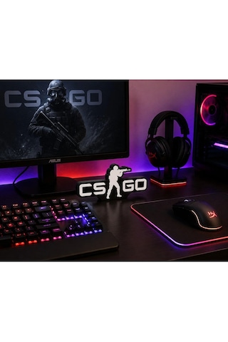 Veriqo 3d Csgo Yazılı 3d Dekoratif Obje Gamer Hediyelik Masaüstü Duvar Süsü Siyah - Beyaz