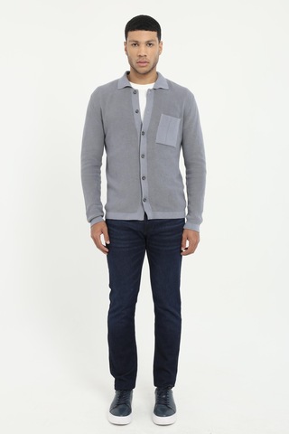 Dufy Erkek Regular Fit Polo Yaka Gri Hırka-19546