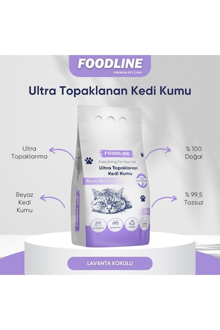 Foodline Lavanta Kokulu İnce Taneli Bentonit Topaklaşan Kedi Kumu 10 L
