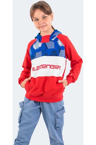 Slazenger DRAGICA IN Çocuk Kapüşonlu Cepli Kırmızı Sweatshirt