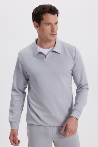 Tudors Erkek Relax Fit Rahat Kesim Polo V Yaka Gri Sweatshirt-41923 Gri