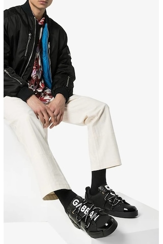 Dolce & Gabbana Portofino Logo Embossed Sneakers Siyah