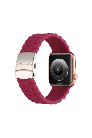 Ekılıf - Apple Uyumlu Watch 7 45mm - Kordon Silikon Kordon Krd-72 - Turuncu
