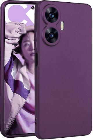 Ekılıf - Realme C55 Uyumlu Kılıf Mat Soft Premier Silikon Kapak - Mürdüm