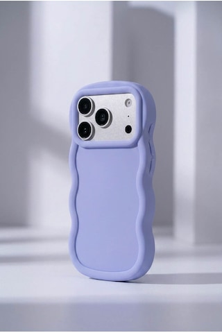 Apple iPhone 17 Pro Uyumlu Dalgalı Tasarım Kamera Korumalı Mat Silikon Kılıf-54175 Mor