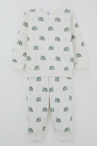 Breeze Erkek Bebek Pijama Takımı Omuzdan Patlı Macera Temalı Küçük Kaşif 4 Ay-1 Yaş, Ekru Ekru