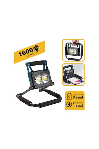 Lambada Süper Ledli El Projektörü Güneş Enerjili-şarjlı Usb Çıkışlı Mıknatıslı