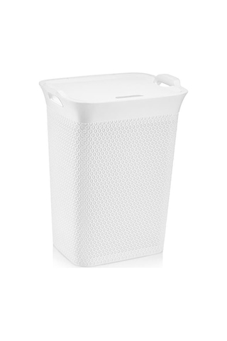 Omnipazar Sy-4630 Plastik Safir Kirli Çamaşır Sepeti 55 Lt Beyaz Beyaz