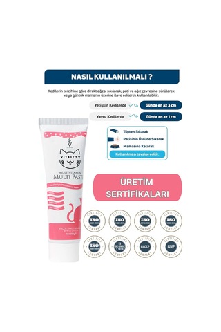 Vitkitty Kediler Için Multivitamin Malt Macun 100 Gr Multivitamin Paste