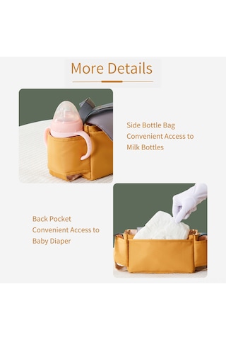 Vkemall Bebek Arabası Su Geçirmez Askı Çantası, Nilon Materyal, Dahili Bölmeli Sıvı Depolama, Toz Ve Kir Dayanıklı, Gri Renk Gri