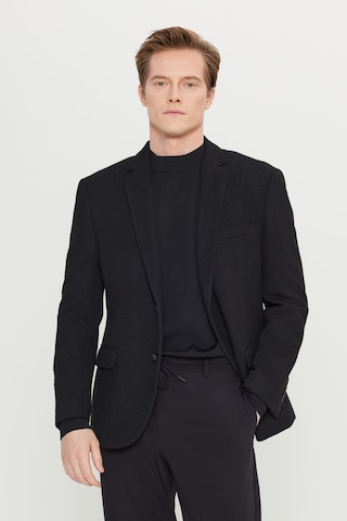 Premıum Altınyıldız Erkek Sıyah Yünlü Regular Fit Normal Kesim Mono Yaka Kapak Cepli Blazer Ceket Siyah