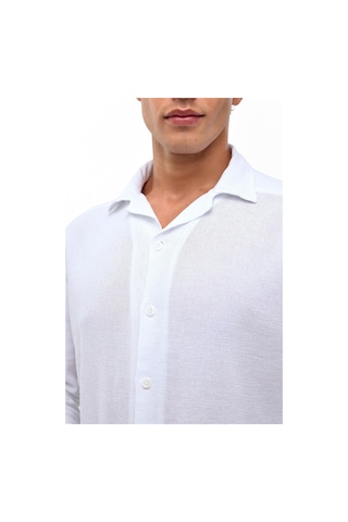 Backandbond Beyaz Relaxed Fit Baskılı %100 Pamuk Gömlek