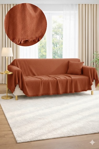 Sevhome Concept % 100 Pamuk Kolları Örten Koltuk Örtüsü 180 X 300 Cm- Kaymaz, Terletmez Kiremit