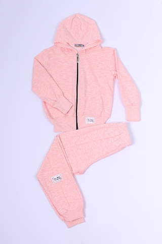 Kız Çocuk Eşofman Takımı Kapşonlu Fermuarlı C48 Pembe