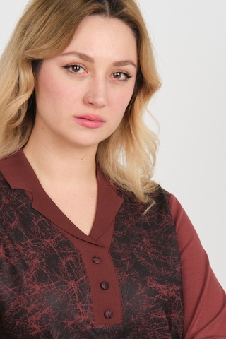 Detay Triko Kadın Desenli Süs Düğmeli Uzun Kollu Anne Bluz 2339 Bordo Bordo