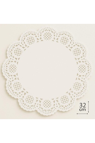 Dolphin Dantel Görünümlü Kağıt Tabak Altlığı - 32 Cm. - Beyaz Dantel Kağıt - 100 Adetlik Paket Beyaz