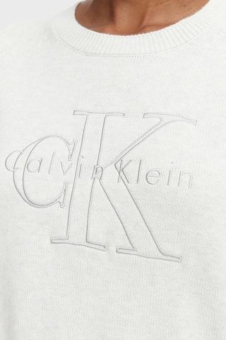 Calvin Klein % 100 Pamuk Logo Monogramlı Sweat Lv047g322gp74 Bayan Sweat Lv047g322g P74 Açık Gri Melanj