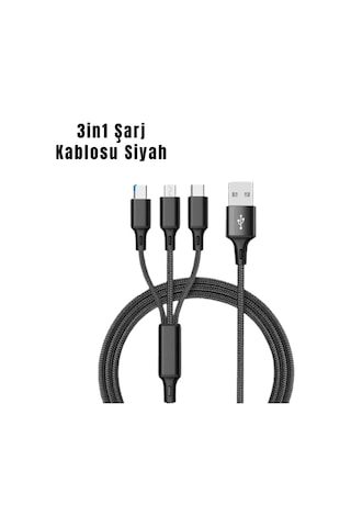 3 Ü 1 Arada Hızlı Şarj Kablosu