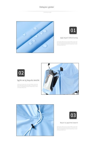 Çift Kenarlı Elektrikli Araç Motosiklet Yağmurluğu-açık Mavi