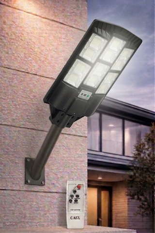 Cata Ct 4643 Solar Güneş Enerjili 600w Sensörlü Sokak Armatür 6400k Beyaz Işık Siyah