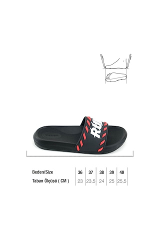 Gezer Erkek Yazlık Run Pu Islak Zemine Uygun Ev Banyo Bahçe Havuz Terlik Siyah-kırmızı Siyah - Kırmızı