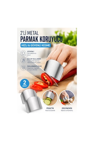 Tineke 2li Metal Parmak Koruyucu Hızlı Ve Güvenli Kesme Paslanmaz Çelik Koruyucu Aparatı Çok Renkli