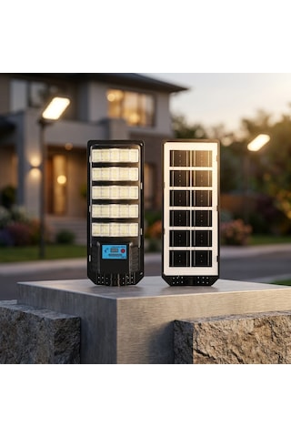 Direkli Güneş Enerjili Solar Sokak Lambası - Led Aydınlatma, Hareket Sensörlü, Kumandalı, Garaj Girişi, Bahçe, Otopark Ve Yol Aydınlatma