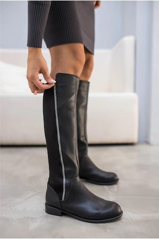 Fix 504 Deri Trend Fashion Kadın Çizme Siyah