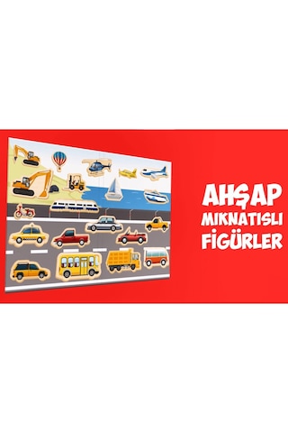 Calimera Toys Ahşap Mıknatıslı Seyahat Kitabı Araçlar Taşıtlar Oyunu