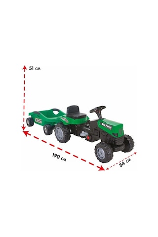 Mey İthalat Power Pedallı Big Trolley Traktör Yeşil-pls