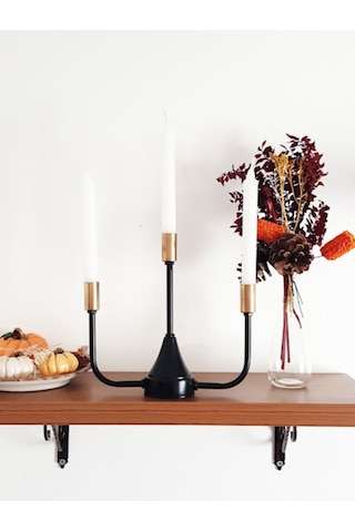 Üçlü Metal Şamdan Mumluk Eskitme