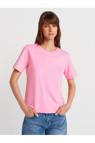 Dilvin 31763 Bisiklet Yaka T-shirt-pembe Pembe