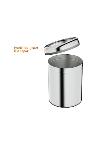 Aqua Bagno Basic Çöp Kovası - Çemberli Tip 8 L, Parlak Krom Paslanmaz Krom