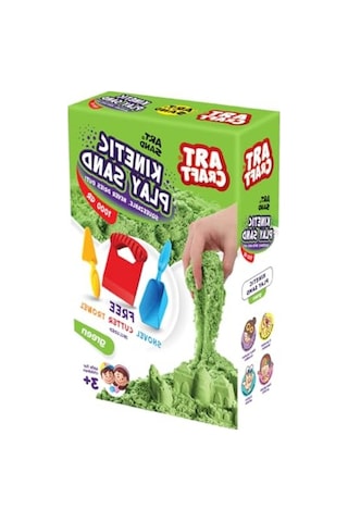 Aksesuarlı Kinetik Oyun Kumu, 1000 Gr Yeşil Renkli Set